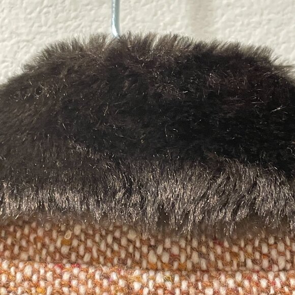 THE LIMITED New Wool Blend Tweed Vintage Blazer Faux Fur Trim Brown Size 12 - Picture 9 of 11